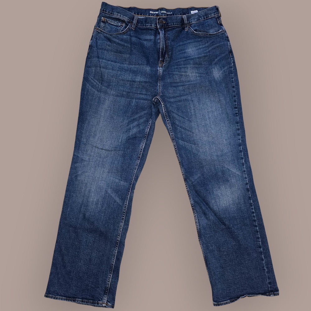 Old Navy Men's Size 42x34 Jeans Loose Fit Dark Wash Stretch Relaxed Denim
